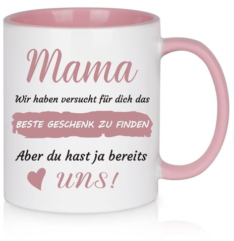 Diztoud Mama Tasse, Weihnachtsgeschenke für Mama von Tochter Sohn, Mutter Geschenke zum Weihnachten, Beste Mama Geschenk, Geschenkideen Muttertagsgeschenke, Geburtstagsgeschenk, 325ml Kaffeetasse Rosa