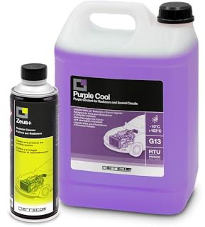 ERRECOM Kit Sostituzione Liquido Radiatore Viola, Contiene Zeus+ Detergente Disincrostante Radiatore (350 mL) e Purple Cool Liquido Radiatore Viola -10°C/+103°C Pronto all’Uso antigelo G13 (5 L)