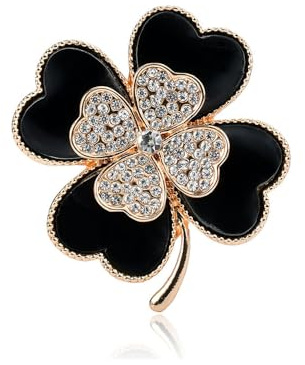 CZ Kleeblatt-Brosche für Damen und Mädchen, Strass, vierblättriges Anstecknadeln, irisches Kleeblatt-Abzeichen, Anstecknadel, Anstecknadel, Stoffkleid, Zubehör für St. Patrick's Day