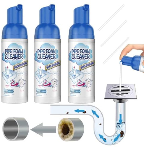 Nettoyants En Mousse Pour Canalisations,DéOdorants En Mousse Pour Canalisation,Nettoyant Puissant Pour éVier Et Canalisations, DéBoucheur Pour Canalisations De Cuisine,éViers,Baignoires (3 bouteilles)