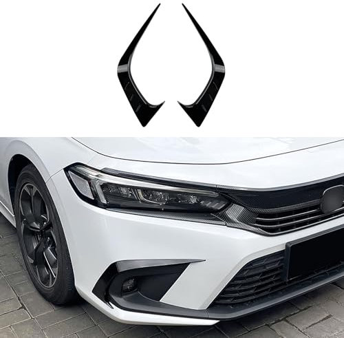 Stoßstange Gitter Frontspoiler Lufteinlässe Rahmen Zierleisten, Kompatibel für Honda Civic MK11 2021 2022 2023+, Front Spoiler Lip Diffusor Splitter,A Glossy Black