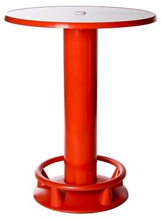 Quick-Table, Stehtisch rot, rund, Ø85cm, Höhe 110cm, wetterfest, stoß- und Kratzfest, Bistrotisch für Innen- und Außen, mit Sonnenschirmöffnung