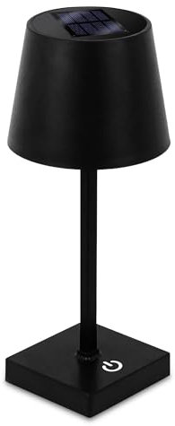 Spetebo LED Solar Akku Touch Leuchte warm weiß - 26 x 11 cm - Garten Kunststoff Tischlampe in schwarz - Garten Deko Beleuchtung für Terrasse Balkon Lampe dimmbar zum Hinstellen