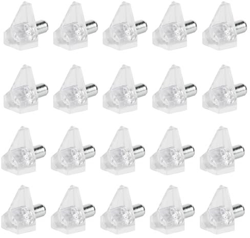 20 perni per mensole 5 mm, in plastica trasparente, per mobili, librerie, armadi, ripiani in legno, ripiani in vetro (20, trasparente)