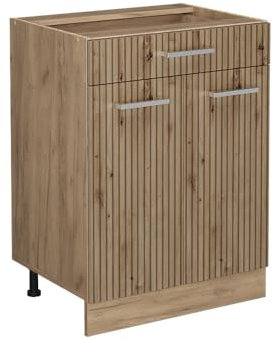 Vicco Küchenunterschrank R-Line, Artisan-Eiche/Goldkraft Eiche, 60 cm mit Schublade, ohne Arbeitsplatte