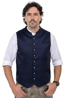 Schöneberger Trachten Couture Trachtenweste Herren, Lederhosen Trachtenjacke | Trachten-Weste blau, Lodenweste für Oktoberfest Kilian (48)