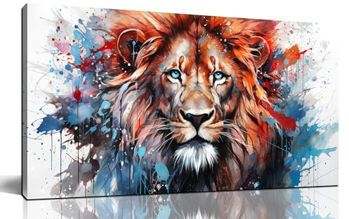 ZHAOSHOP Löwen-Bilder, Wanddekoration für Wohnzimmer, bunte Wandkunst für Büro, Jugendzimmer, fertig zum Aufhängen, Größe 50,8 x 101,6 cm