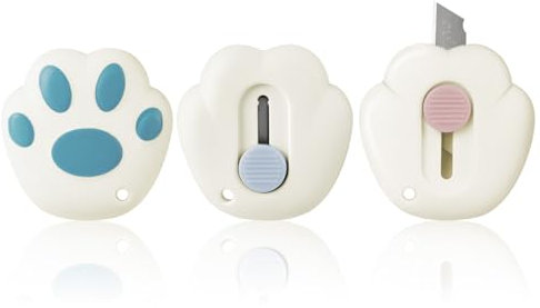 OFFCUP Couteau de Papeterie, 3PCS Mini Couteau Utilitaire Rétractable avec Porte-clés Retractable, Mini Ouvre-Lettre, Cutter, Box Cutter pour la Papeterie, Papier, Papier Découpe, Carton