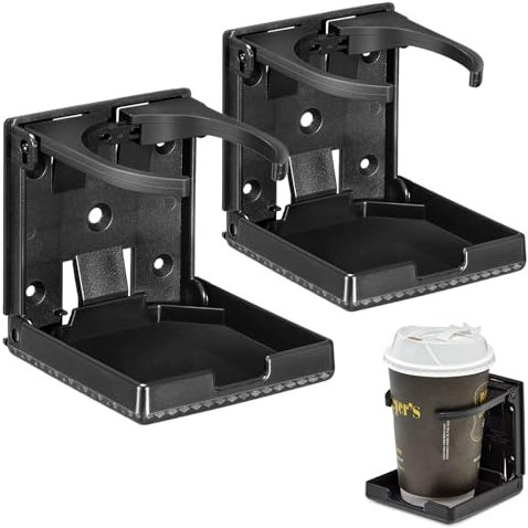FUZVOL Car Drink Holder Set, Adjustable Folding Holder Expander with Screws, Black Universal Holder used in Office Home Car Boat Truck and RVs (2 Pack)