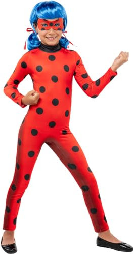 Funidelia Offizielles Ladybug Kostüm für Mädchen mit Overall und Maske, Miraculous Anzug Kinder, Karneval, Halloween und Partys – Größe 7-9 Jahre