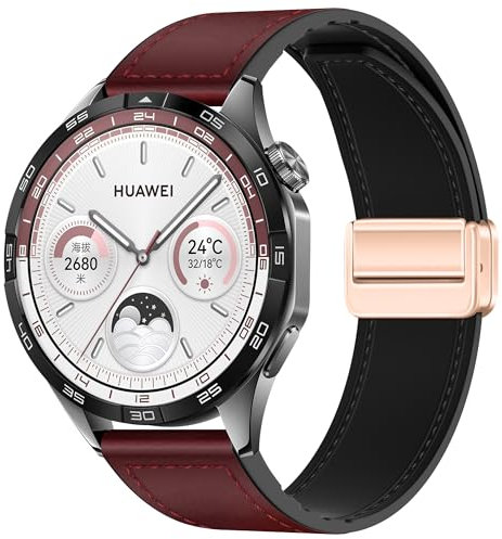 ZZMY Leder Silikon Magnet Uhrenarmband 22mm für Huawei Watch GT6 GT5 GT4 GT3 GT 2 Armband 46mm,GT2 Pro,GT 2e,GT Runner,Leather Armbänder für Garmin Venu 3 45mm/Venu 2 45mm/Vivoactive4