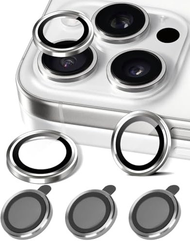 BNREOZA 6 Stück Handy Kamera Schutz, Blitzlicht Objektiv Abdeckung, Kratzfestes HD Tempered Glas Kamera Schutz für iPhone 16/iPhone 16 PLUS, Full Case, Silber