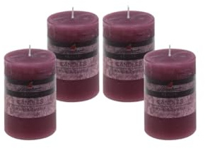 4er Set Adventskranzkerzen Raureif Brombeer 100/68 mm durchgefärbte Trend-Kerzen