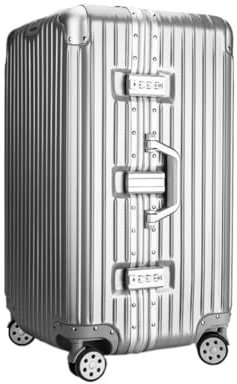 DWZXL Koffer Stilvoller Trolley-Koffer mit Aluminiumrahmen und großem Fassungsvermögen, extra großer Box, kann das Passwortfeld überprüfen. 28-Zoll-Box Koffer Hartschale(Silver)