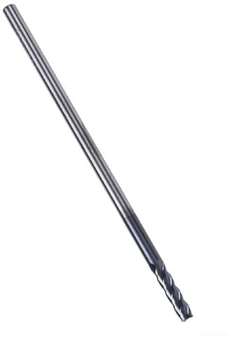 Fresa de extremo de carburo de 3 mm de vástago extralargo, 4 flautas, fresa CNC para acero general y acero de aleación