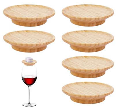 Hitopin 6 Stück Weinglas Topper Holz, Wine Glass Charcuterie Topper, Vorspeisenteller Weinglas Aufsatz, für Desserts Getränke Party zubehör, Familienessen & Partyzubehör