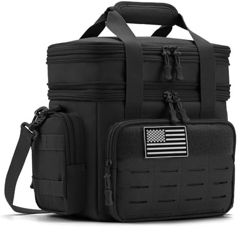 QT&QY Taktische Lunchbox für Männer – Expandierbare 18L Isolierte Kühltasche, Leckfreie Thermo-Lunchbox für Arbeit, Camping, Picknick, MOLLE-Gurtband-System, Arbeits-Lunchbox, Robuste Tasche
