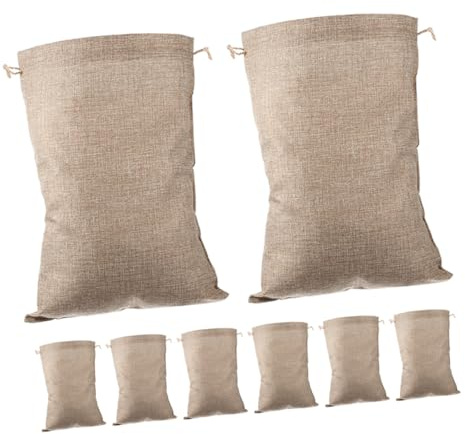 Alipis 8st Sackleinentasche Mit Kordelzug Leinensack Tasche Kartoffelsack Jutesäcke Für Gastgeschenke Aufbewahrungsbeutel Für Zwiebeln Langusten-brennholztasche Öko-Tasche Khaki Leinen-
