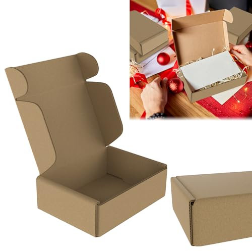 XINZI 20-er Faltschachtel, 15x10x4 cm Maxibriefkartons Versandschachtel Braun Büchersendung, Paketkasten für Warensendung, Faltkarton, Postkarton für den Transport von Kleinwaren und Büchern