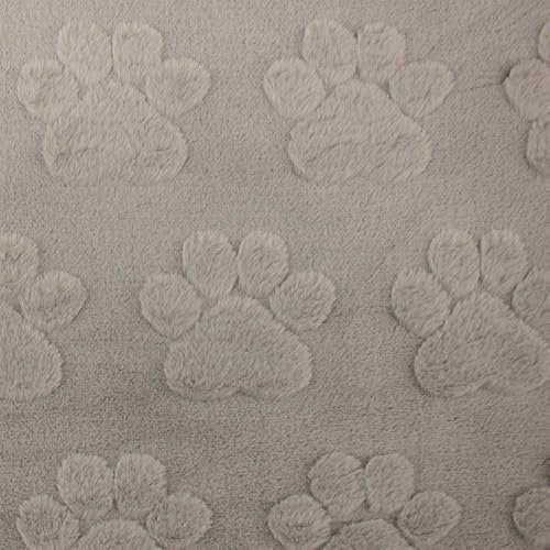 Wellness Fleece Stoff Pfoten, kuschelig weicher Fleecestoff zum Nähen, grau (Länge am Stück: ab 50cm / Breite: 160cm)