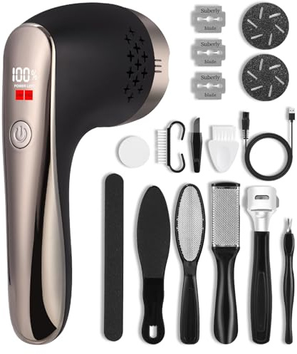 Hornhautentferner Elektrisch, Professionelle Pediküre Fußpflege LED Smart Display,Wiederaufladbare wasserdichte Elektrischer Hornhautentferner mit 3 Walzen und 2 Geschwindigkeiten,IPX7