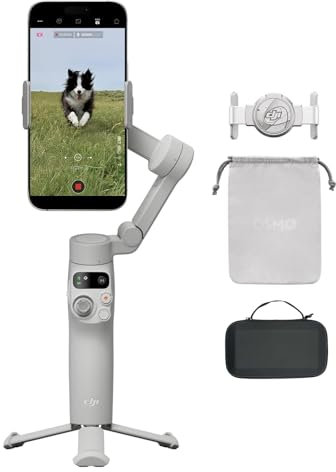 DJI Osmo Mobile 7 Bundle Gimbal-Stabilisator für iPhone, Android, integriertes Stativ, Ultraleicht, 3-Achsen-Smartphone-Gimbal, ActiveTrack 7.0, ShotGuides, EIN-klick-Bearbeitung, 10 Std. Nutzung
