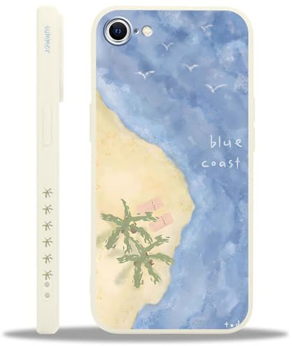 Yoedge Cover per iPhone 7/8/SE 2020/SE 2022 con Estivi Spiaggia di Sabbia Aesthetic Disegni Summer Motivo, Morbida Silicone Custodia Antiurto Case per Donne Ragazza per iPhone SE 4,7, Albero Cocco
