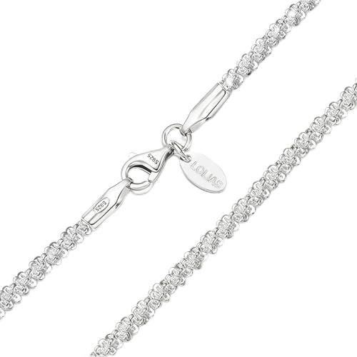 LOLIAS Silberkette Damen 925 Ohne Anhänger Halskette Kette Damen Silber 1.9 MM Lange Silberkette Choker Halskette Glitzernde Schmuck Geschenke 40/45/50/55CM