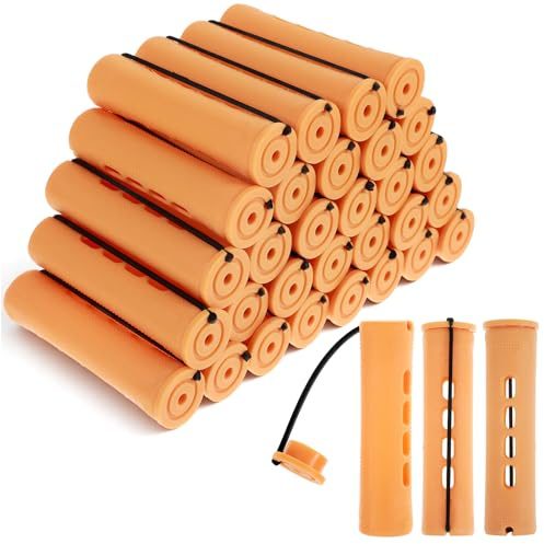 Classicseali 30 Stück Lockenwickler Dauerwelle,Wickler für Dauerwelle,Dauerwellwickler,Kleine Dauerwellenstäbe zum Kreieren Sie Locken und Wellen zu Hause und im Salon(Orange)