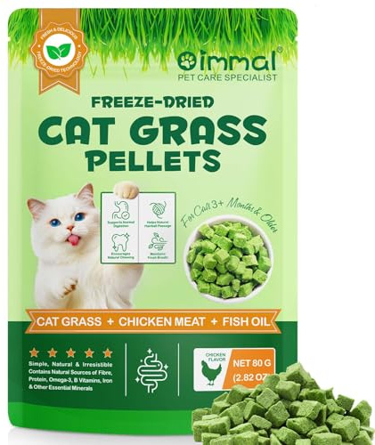 Katzengras Snacks für innen, 80g gefriergetrocknet. Zahnreinigung, reduziert Haarballen, fördert die Verdauung mit natürlichem Hühnchen