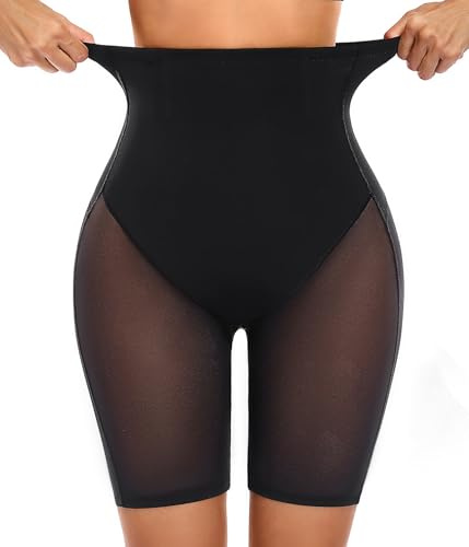 Yuson Girl Invisible Seamless Control Knickers for Women Breathable Mesh Control Shorts High Waist Tummy Slimming Butt Lifting Shapewear No Panty Lines Under Dresses(Black, XXL)