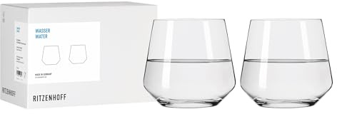 RITZENHOFF 6111016 Wasserglas-Set 400 ml, 2er Set – Lichtweiss – stillvolle Wassergläser als Set – Made in Germany | Artikelnr. 6111016, Serie Lichtweiss, 2 Wassergläser 400 ml, Kristallglas, spülmaschinenfest