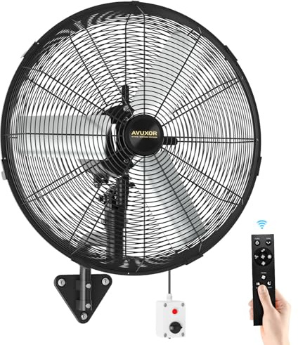 Ventilatore da parete per esterno 60 cm con telecomando, motore DC senza spazzole impermeabile, ventilatore oscillante a 4 velocità, ventilatore industriale per garage, magazzino, fabbrica e casa