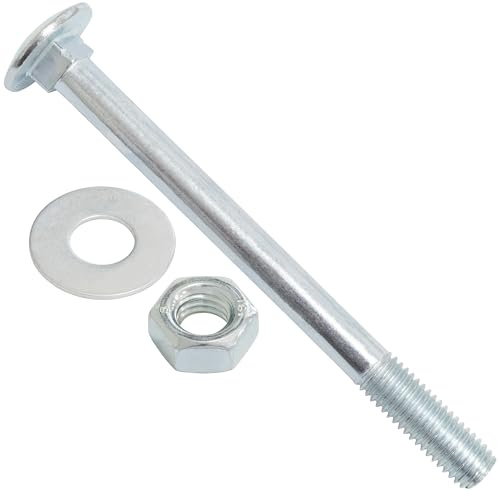 AERZETIX Set di 10 bulloni viti a testa tonda con quadro sottotesta M10x120mm / rondelle e dadi M10 / acciaio zincato/per fissaggio e assemblaggio