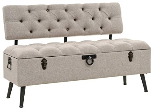 Emmtore Bench with Storage Space,sitzbank mit lehne,Chest Bench,eckbank,110 cm,Cream Fabric
