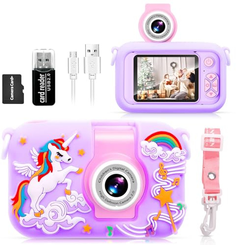 ARNSSIEN Digitalkamera für Kinder Kamera,2,4 IPS Kinderkamera mit 180°Flip | 1080P videokamera & Selfie kamera,Musik & Spiele,TF Karte.Für 3-12 Jahre Jungen Mädchen Festival Geburtstag Geschenk,X101