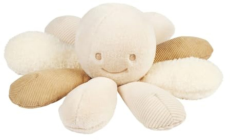Nattou Lapidou Oktopus Plüschtier - mit Rassel - Kuscheltier Oktopus - für Neugeborene - 26 cm - Sand