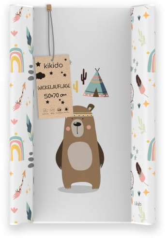 Kikido Materassino Fasciatoio 50x70 - Teddy - Materasso Fasciatoio in PVC con Bordi Rialzati - Materassino Universale con Spondine di Sicurezza, Universale e Impermeabile 70x50
