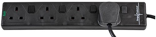 pro elec PL15356 10 m Switched Surge Protected Extension Lead - Black