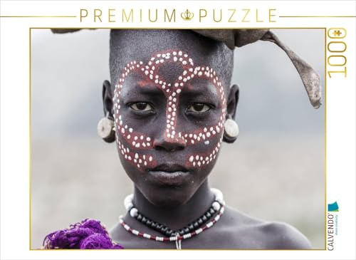 CALVENDO Puzzle Junge Frau des Mursi Stammes in Südäthiopien | 1000 Teile Lege-Größe 64 x 48 cm Foto-Puzzle für glückliche Stunden