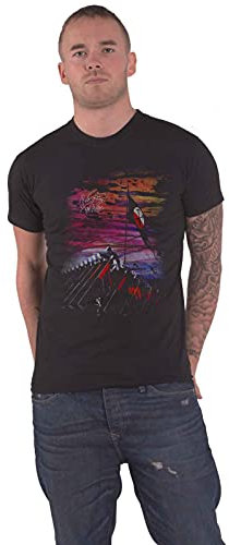 Pink Floyd Herren The Wall Flag & Hammers T-Shirt, Schwarz (Black Black), Medium