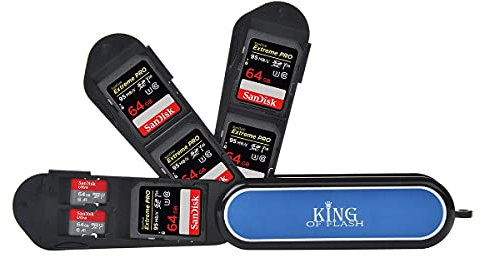 King of Flash Memory Flash Card Storage Case Carry Case- Army Knife Type Design - Portable Keyring Holder - Fits 5 x SD/SDHC/SDXC Cards & 2 X Micro SD/HC/XC Cards