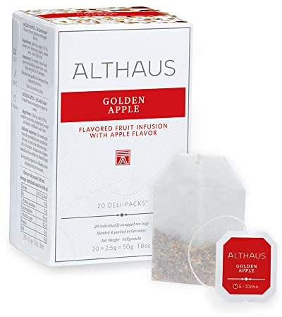 Althaus Tee GOLDEN APPLE 20 x 2,5g ⋅ Früchtetee mit Apfelgeschmack im klassischen Teeaufgussbeutel ⋅ DELI PACK