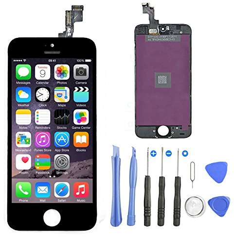 LCD Touchscreen für Apple iPhone 5S/iPhone SE 4.0, LCD-Display am Gehäuse für iPhone 5S Schwarz +Komplettes Werkzeug