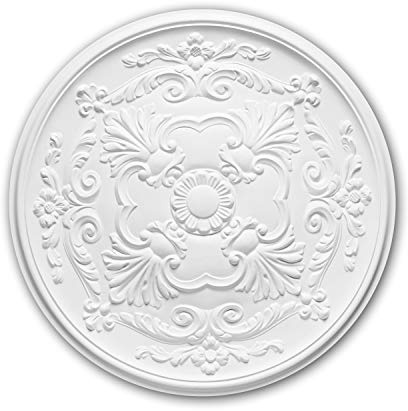 PRO[f]home® - Ceiling Rose 156024 Ceiling Decoration Medallion Rosette Decorative Element Neo-Empire Style White Ø 49.6 cm Profhome