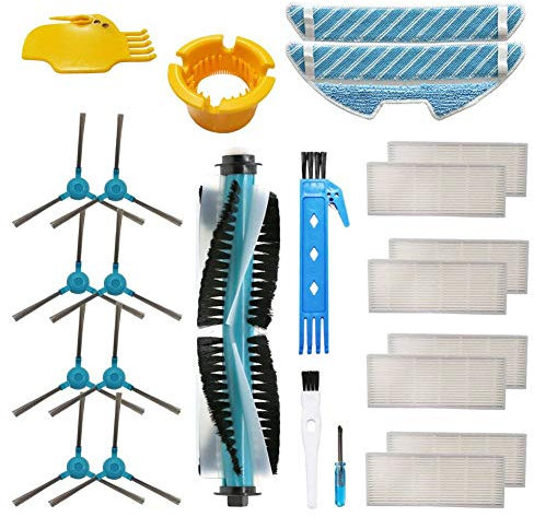 Accesorio para Cecotec Conga 1390 Cecotec Conga 1290 Robot Aspirador Repuestos Paquete de 1 Cepillo principal, 8 filtros Hepa, 8 cepillos laterales, 2 trapos de fregona, 2 herramientas de limpieza