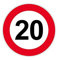 Autocollant Sticker signalisation Plaque Porte Panneau limitation Vitesse 20