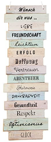 Bada Bing Wandschild Motivation - Wünsch dir was… - ca. 41 x 15 cm Kind Schulkind Jugendweihe Wünsche Bild Planken Optik Holz Spruch Schild Deko Geschenk Wandbild Familienregeln Vintage 80