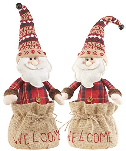 infactory Türstopper-Figuren: 2er-Set Weihnachtsmann-Türstopper Welcome, Sandfüllung, 1,1 kg (Weihnachtsmann stehend, Dekofiguren, Weihnachten)