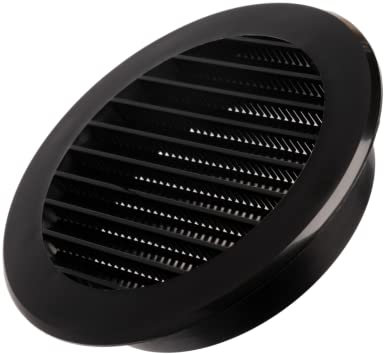 100mm Air Vent Cover - 4 inch Round Soffit Vent - Louvered Ventilation Grille with Insect Screen - ABS Plastic Black